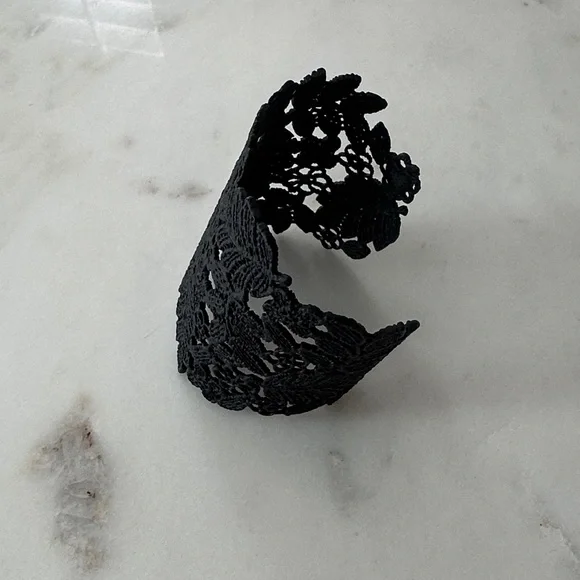 Black Lace Cuff Bracelet - adjustable - Picture 3 of 5